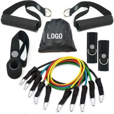 Multi-Use Adjustable Resistance Band 11 Piece Set Multifunction Workout Exercise Bands with Door Anchor Ankle Straps