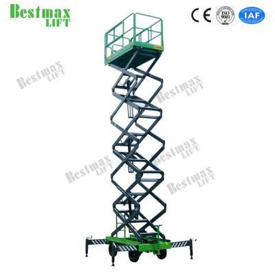 12 Meters 1 Ton Load Capacity Manual Pushing Scissor Lift