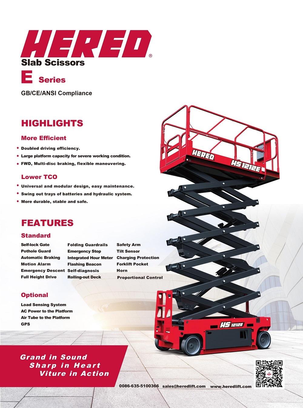 Hered Brand HS0407e 4m 5m in House Mini Electric Hydraulic Scissors Type Scissor Lift Man Lift Aerial Work Platforms