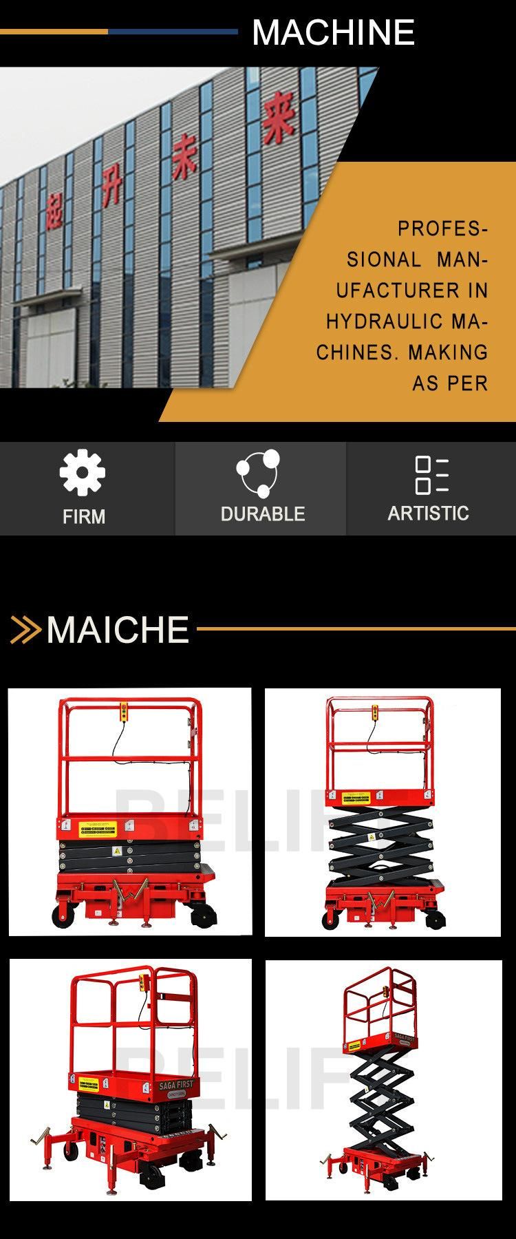 Supermarket Semi-Electric Mini Scissor Motor Lift with 3m 4m Lifting Height
