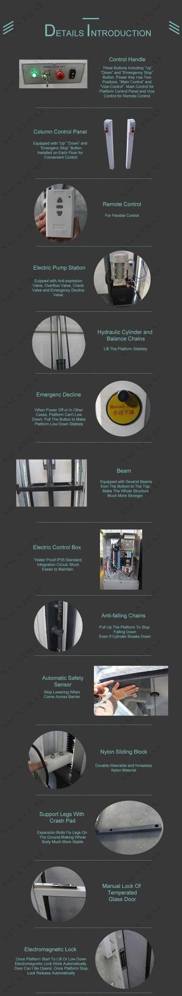 2 Persons Use Small Home Elevator Electric Disabled Wheelchair Lift