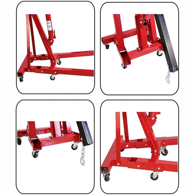 1ton Load Capacity Folding Hydraulic Engine Hoist, Truck Crane, Engine Crane with Wheels and 300-2380mm Lifting Range (38402826A)