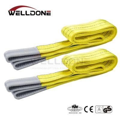 3 Ton 3m or OEM Length 90mm Width Polyester 3t Webbing Lifting Sling Raw Material Belt Yellow Color Safety Factor 8: 1 7: 1 6: 1