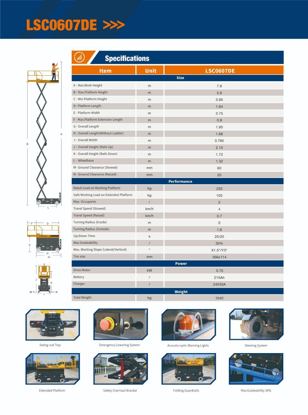 LiuGong MEWP LSC0607DE Electric Sicssor Lift 6m