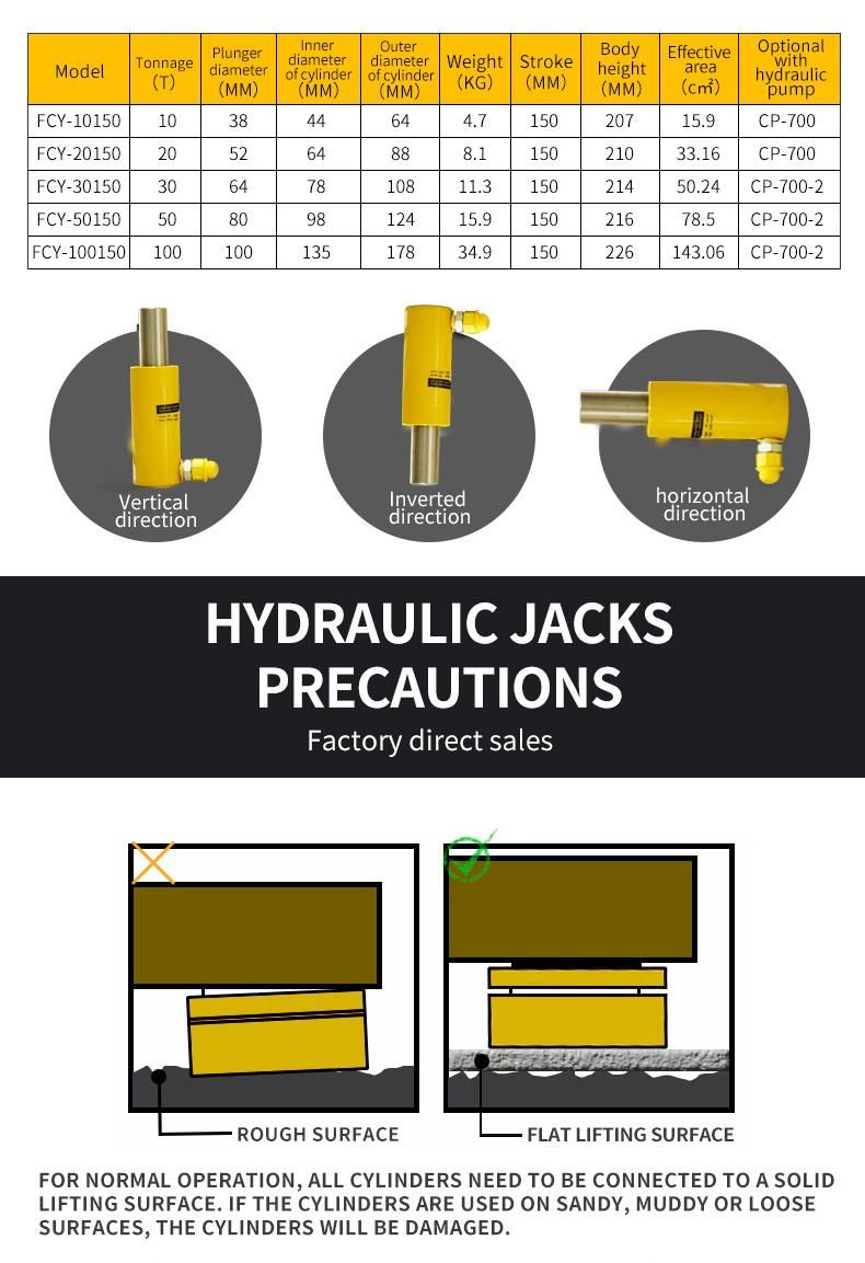 100 600 Ton Double Acting Lifting Hydraulic Trailer Construcsion Jack Lift Electric