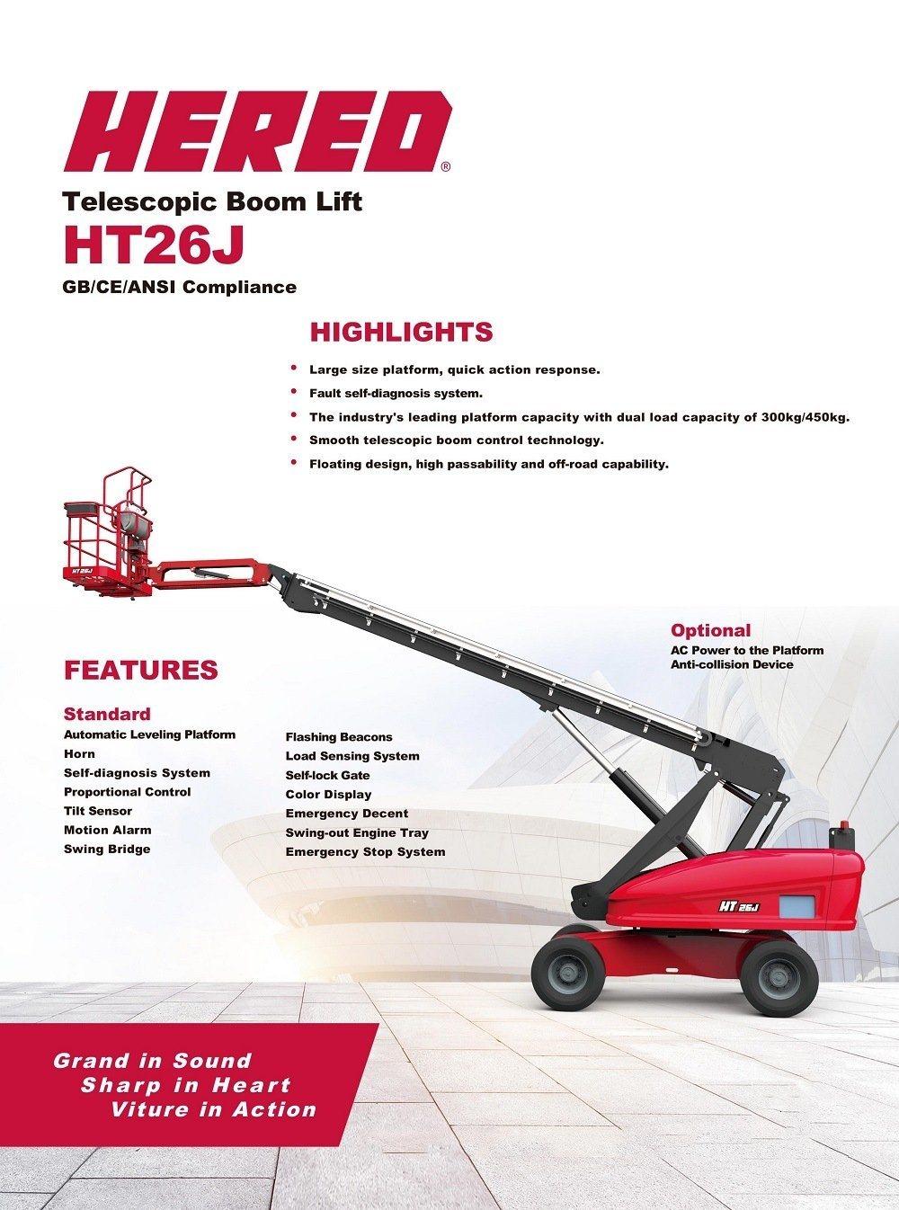 Telescopic Boom Lift Towable Boom Lift Hered Ha26j Solid Tire Manlift 28m Telescopic Diesel Electric Boom Lift Machine