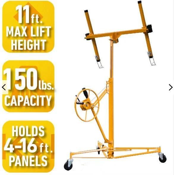 150lbs 68kgs Drywall Plasterboard Crane Hoisting Machine Board Lifting Tool 11′ Hand Lifter Hoist Drywall Panel Lift