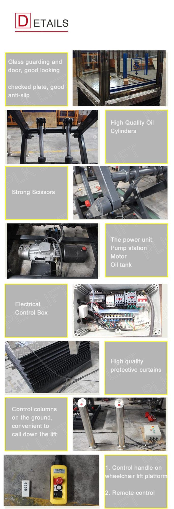 1~3m Electric Hydraulic Scissor Type Home Lift Table