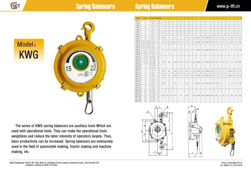 Spring Balancer 5-22kgs Self Locking Spring Balance Lifting Equipment (Kwg)