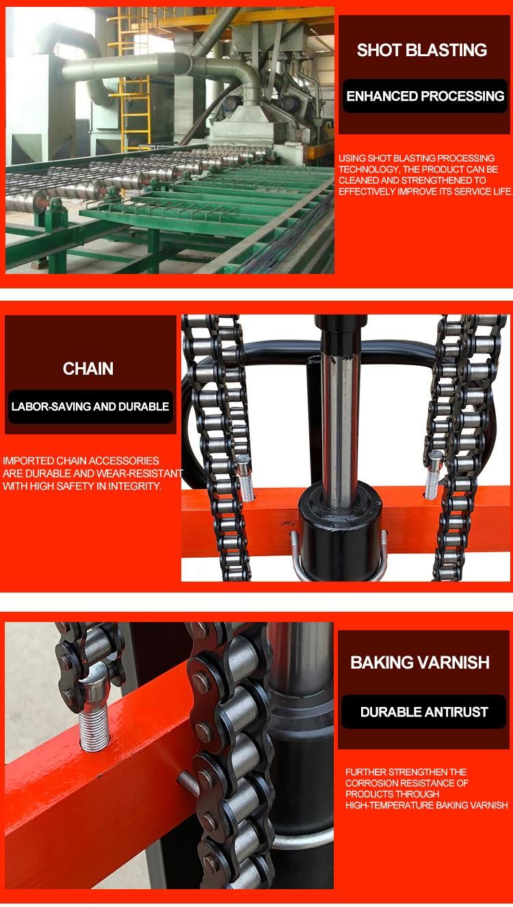 1000kg 1500kg Manual Hydraulic Forklift Hand Pallet Stacker Electric Stakers