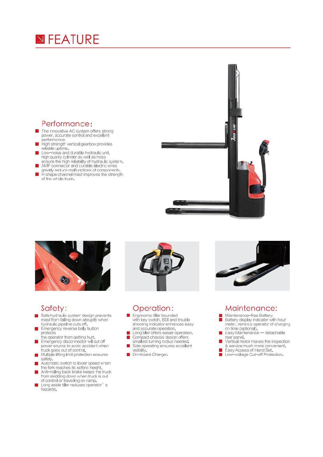 Full Electric Stacker 1800kg Pedestrian Model Walking Type