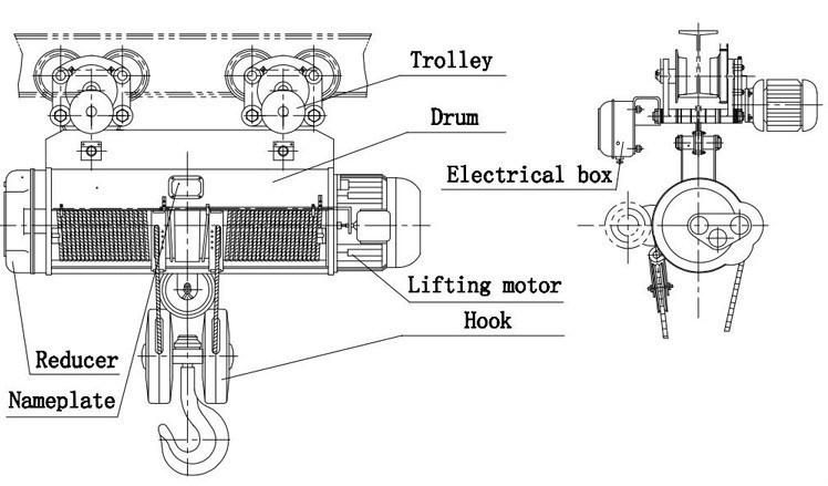 Electric Wire Rope Hoist with Wireless Remote (MD/CD) 20ton