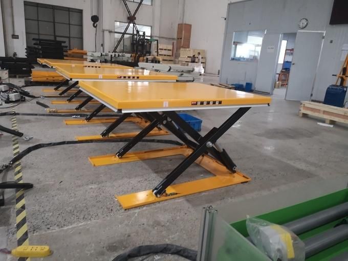 Stationary Lifting Table with Drive-on Ramp - for Direct Pick-up of Pallets and Mesh Boxes