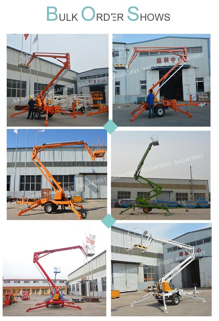 Towable 12m 16m Towable Articulated Telescopictrailer Boom Lift for Trimming