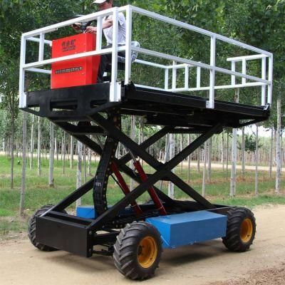 Self-Propelled Lift Fully Automatic Scissor 0.9-3.4m Electric Aerial Lift Table Work Platform 700kg Four Wheels