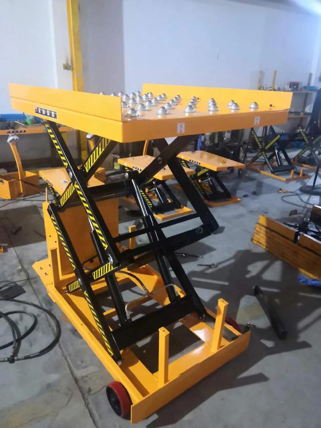 Top Standard Hand Dragged Lifting Cargo Double Scissor Lift Table