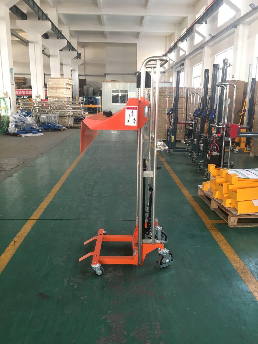 Lifting Height 1500mm and Loading Capacity 400kg Manual Hydraulic Reel Lift Stacker