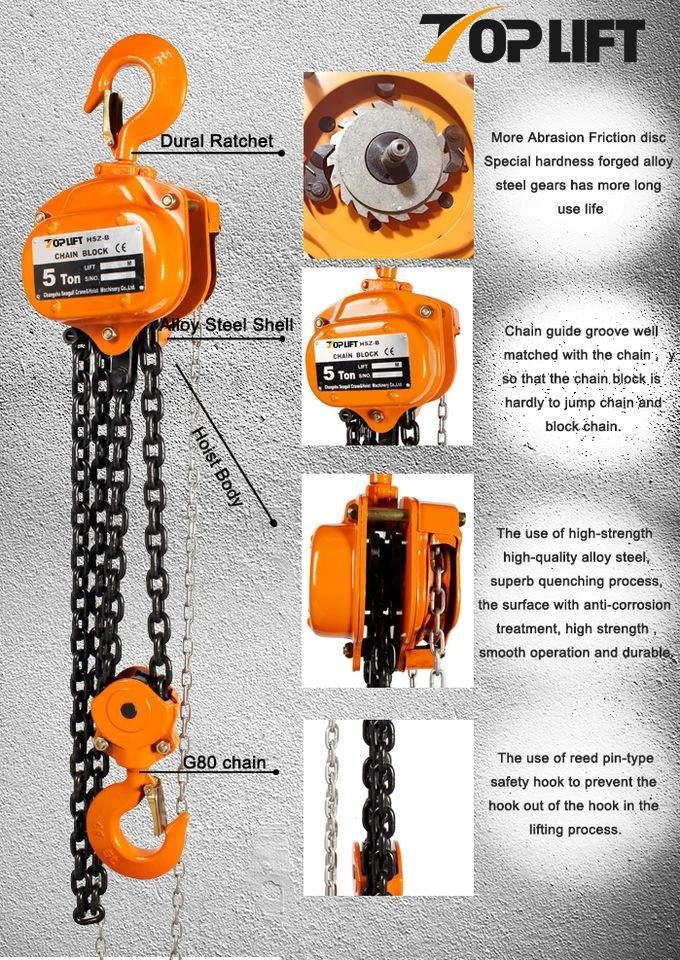 China Factory Sales Manual Chain Block 2ton Chain Hoist Capacity