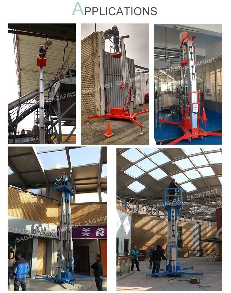 6~24m Hydraulic Vertical Electric Aluminum Lift Man Work Aerial Platform