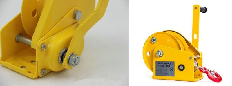 High Quality Different Size Brake Hand Winch with Wire Rope