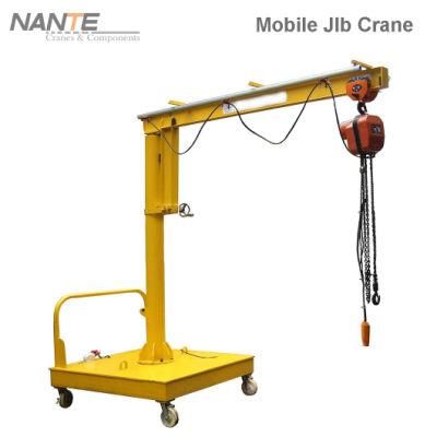 CE Certificated 300kg Portable Small Mobile Jib Crane with Free Walking Wheels