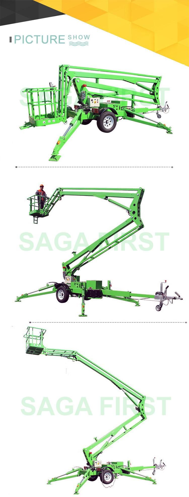 Towable 12m 16m Towable Articulated Telescopictrailer Boom Lift for Trimming