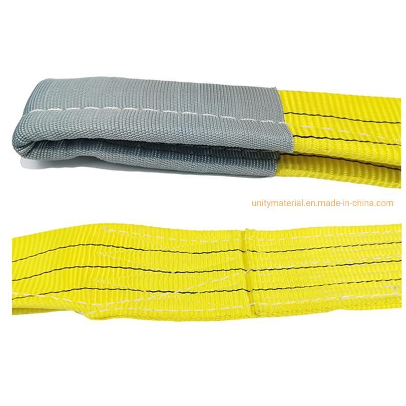 1, 000 Kg 2t 10 Ton Single Ply Safety Factor 7: 1 Flat Polyester Fabric Soft Textiles Webbing Lifting Slings Double Eyes Lift Sling Belt for Heavy Duty