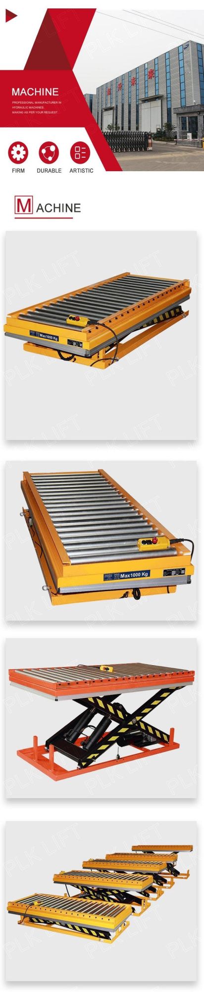1ton 2ton Roller Conveyor Scissor Lift Table