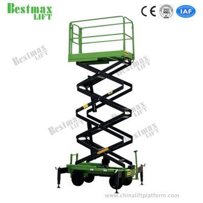 9 Meters 1000kg Manual Pushing Scissor Lift Aerial Work Platform