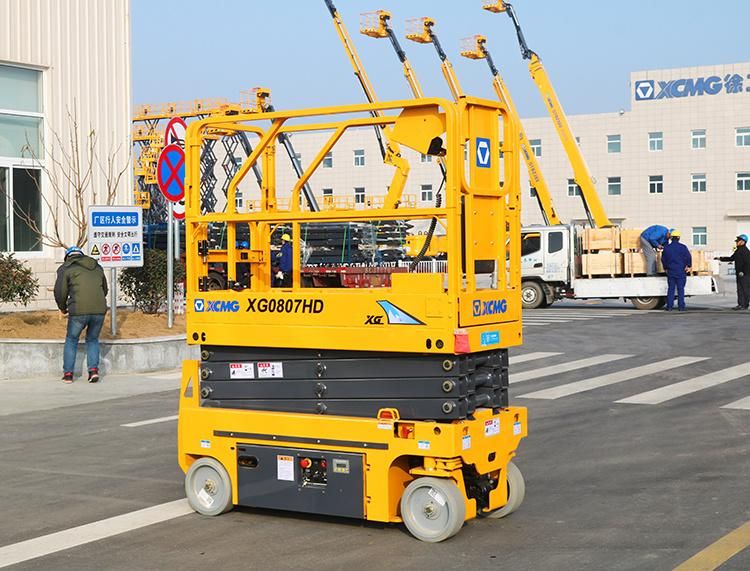 XCMG Official Xg0807HD China 8m Mini Hydraulic Mobile Portable Self Propelled Scissor Lift for Sale