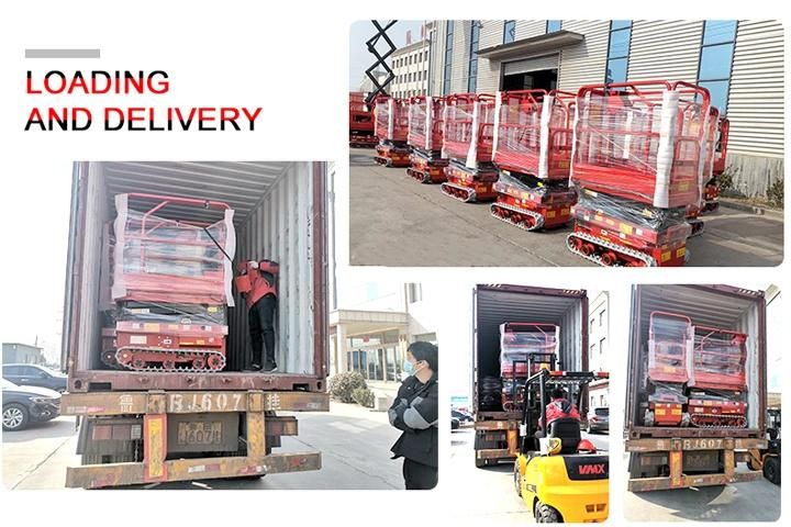 4m 6m 8m 10m 300kg Mini Tracked Crawler Electric Hydraulic Battery Power Self Propelled Scissor Lift with Low Cost