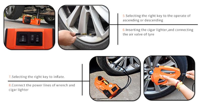 12V DC 5t Multi-Functional Electric Hydraulic Floor Jack with Electric Impact Wrench