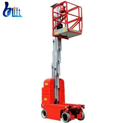 Platform Height 6m 7.5m Aluminum Single Mast Self Driven China Industrial Hydrolic Lifter