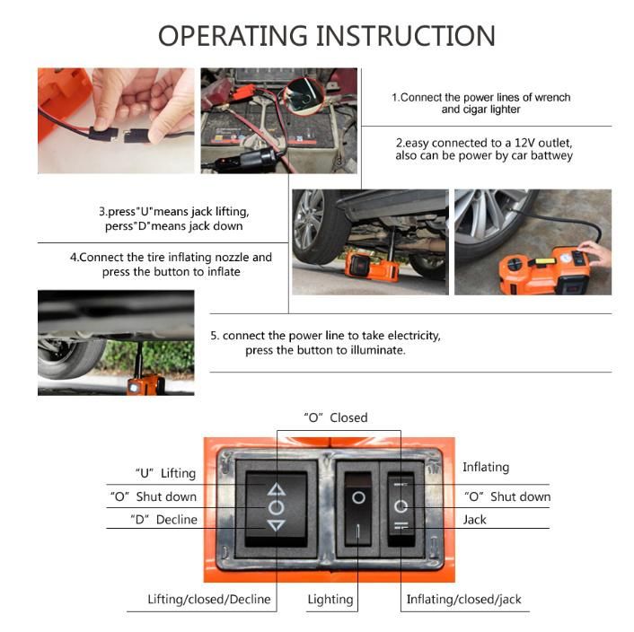 12V DC 5t Multi-Functional Electric Hydraulic Floor Jack
