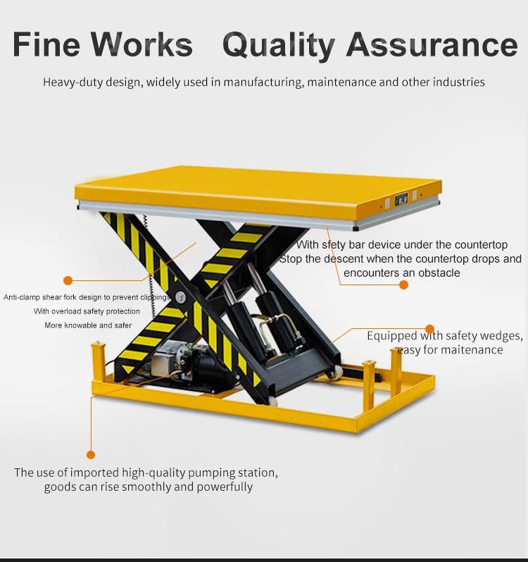 Heavy Duty Electric Hydraulic Stationary Single Scissor Lift Table with Large Platform