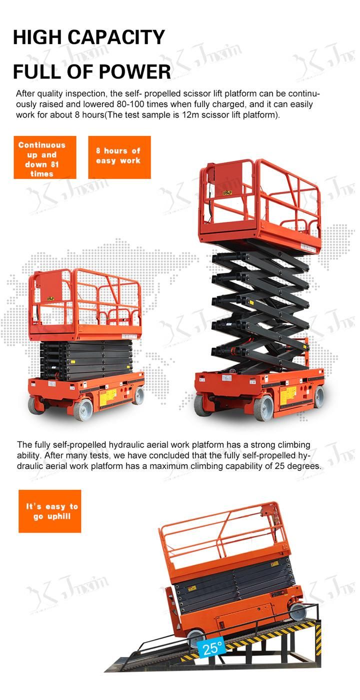 Battery Powered 220V Mobile Electric Lift Table Self-Propelled Hydraulic Scissor Lift Platform