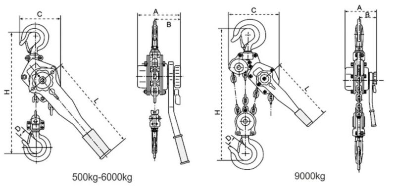 Lever Block Chain Hoist 500kgchain Hoist Ratchet Lever Hoist with Hook