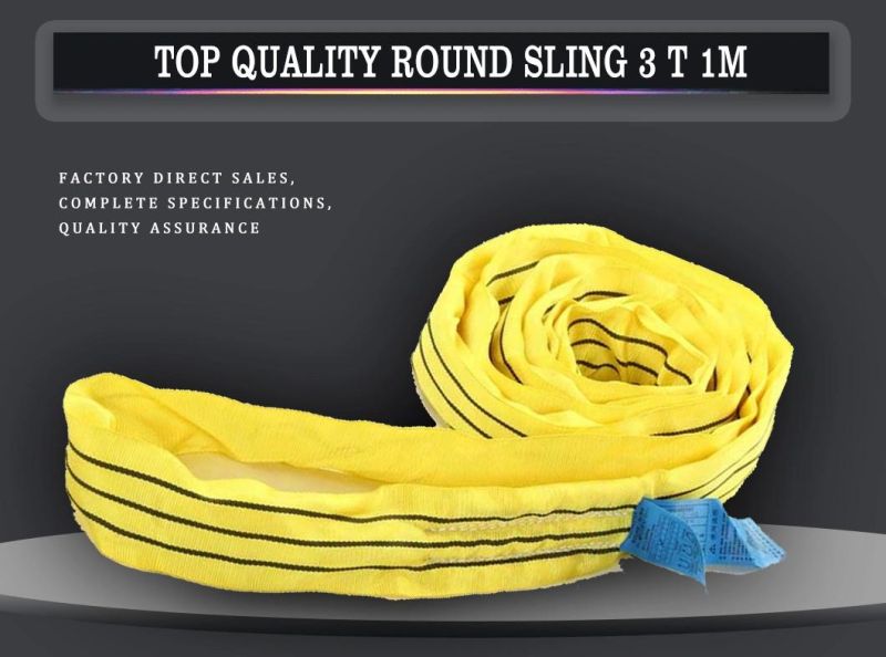 100% Polyester Webbing Woven 3 Ton Cargo Net Round Weight Lifting Sling