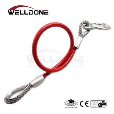 Red Safety Steel Wire Rope Sling with Stainless Steel Eye Hook for Trailer