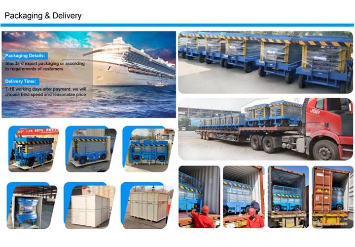 Electric Driven Push Type Mobile Trailer Scissor Lift Elevated Work Platform