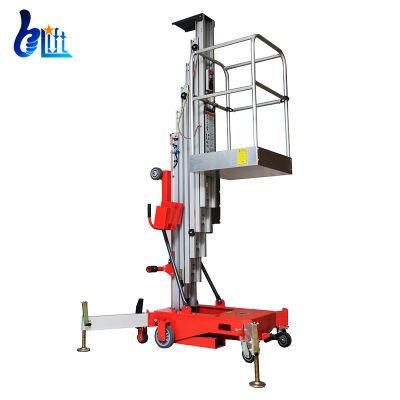 5m-12m Hydraulic Aluminum Aerial Single Mast Man Lift for Maintenance
