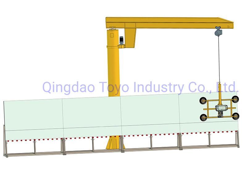 Straight Edge Glass Processing Line Used Pillar Type Jib Crane Vacuum Lifter Glass Lifting Equipment