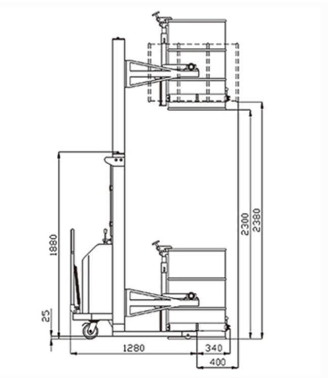 Stainless Steel Material Electric Drum Rotator with Lifting 2300mm and Loading Capcity 450kg