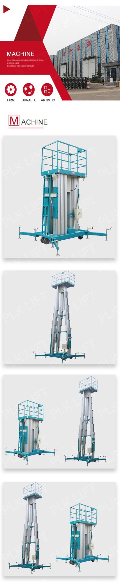 14m Electric Aluminum Hydraulic Man Lifting Equipment for Sale