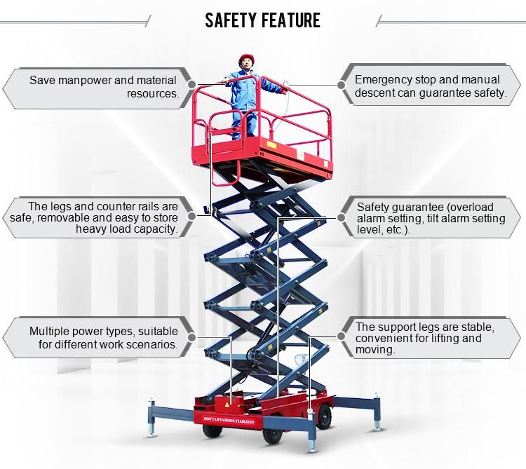 3m 4m 6m 8m 10m 12m 14m 16m 18m Mobile Hydraulic Lift Table Aerial Working Platform Electric Scissor Lift