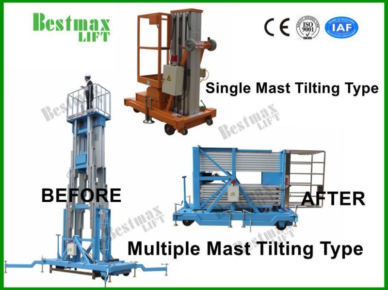 130kg Loading 9m Platform Height Manual Pushing Vertical Lift Aerial Work Platform