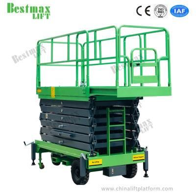 12m Manual Pushing Mobile Scissor Lift with Extension Platform