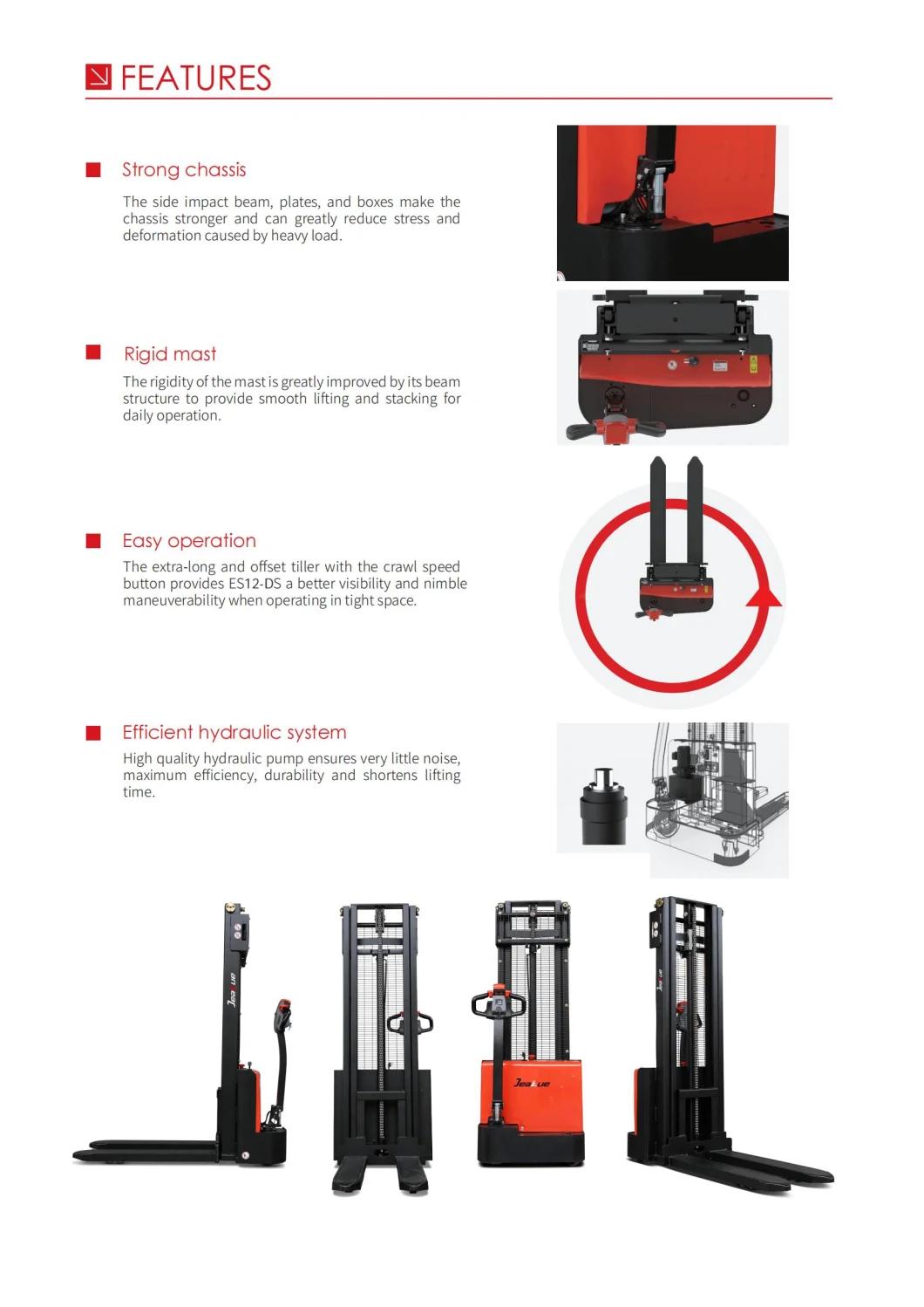 Manufacturer 1.2t 3m Cheap Electric Pallet Stacker