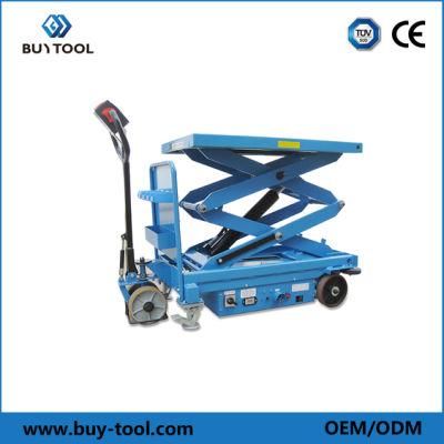 Esm50d Hydraulic Double Scissor Lift Table with Wheels