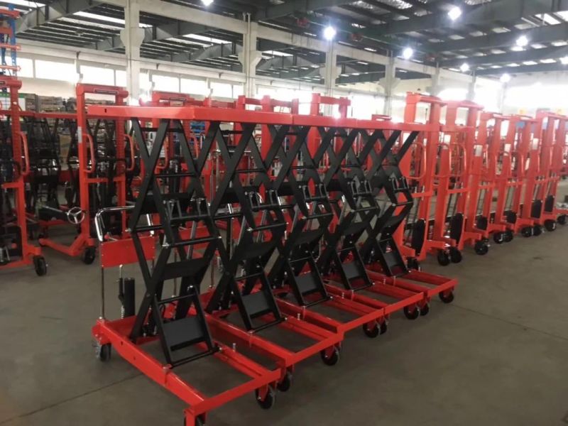 Mobile Manual Hydraulic Double Scissor Lift Platform